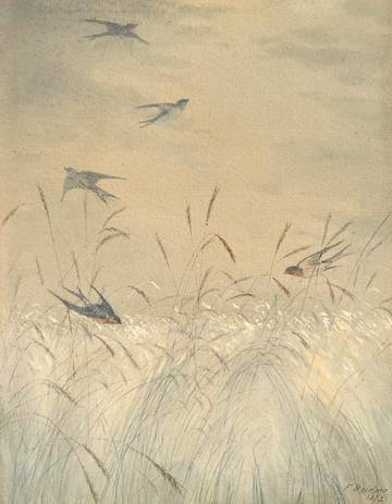 Fidelia Bridges Swallows in the Wheat Fields, 1872
