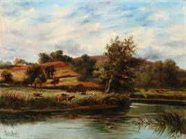Edith Scott Pastoral Landscape with Steer