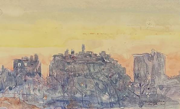 Hermann Struck Manhattan Skyline from Central Park, 1927