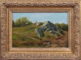 Rebekah T. Furness (1854-1937)
At Pasture
Oil on canvas
15 x 25 inches
Signed lower left
Rebekah T. Furness At Pasture