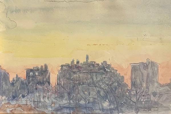 Hermann Struck (1887-1954) Manhattan Skyline from Central Park, 1927