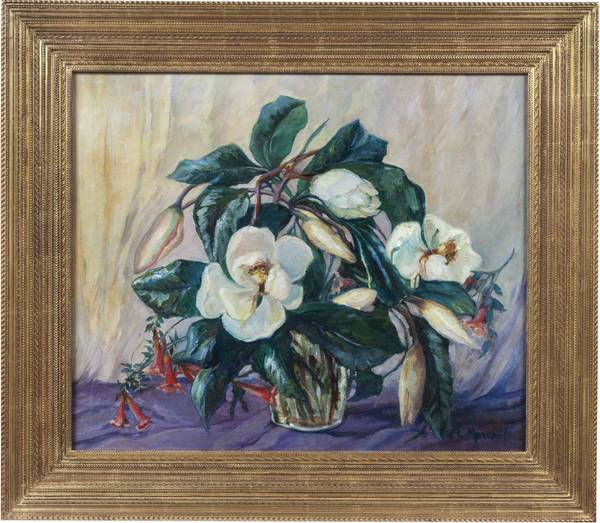 CLARA LOTTE VON MARCARD-CUCUEL (c. 1915-1955)
Magnolias
Oil on canvas
25 x 30 inches
Signed lower right CLARA LOTTE VON MARCARD-CUCUEL Magnolias Framed