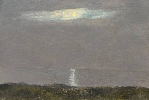 Lockwood DeForest White Full Moon Reflecting on Water