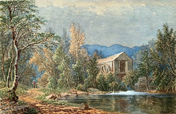 Mary Josephine Walters (1837-1883)
Walking by the Old Mill
Watercolor on paper
7 5/8 x 11 1/4 inches
Signed lower right Mary Josephine Walters Walking by the Old Mill unframed