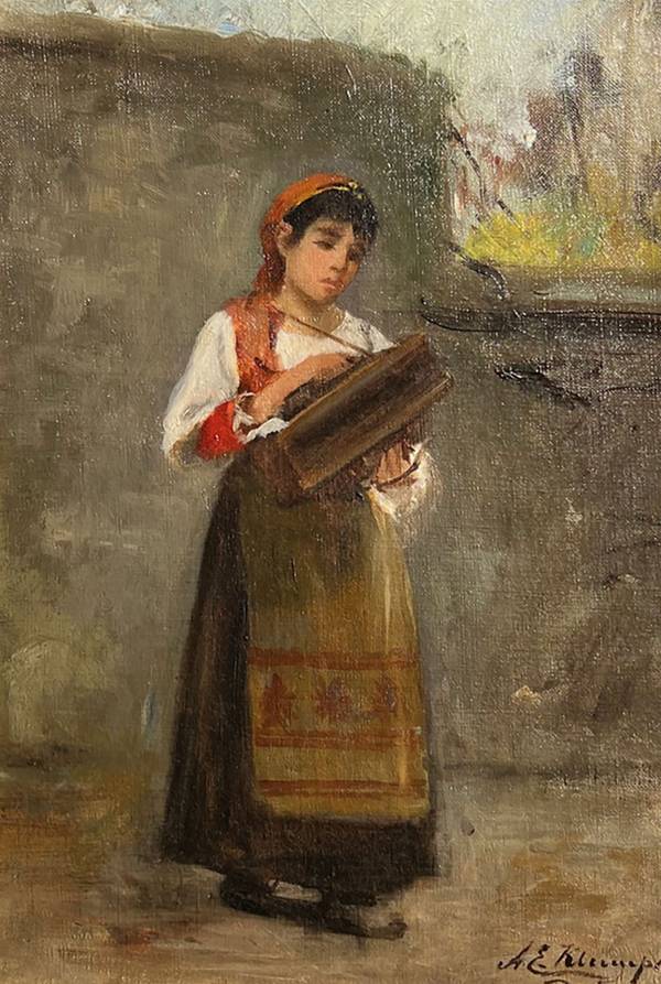 Anna E. Klumpke Young Lady with an Accordion, 1899 unframed