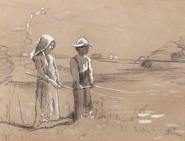 Winslow Homer (1836-1910)
Fishing, 1878
Charcoal and watercolor on paper
8 13/16 x 10 9/16 inches
Signed lower right Winslow Homer Fishing Unframed