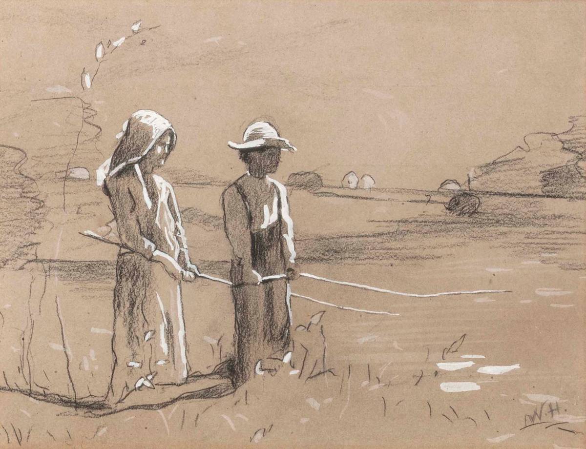 Winslow Homer (1836-1910)
Fishing, 1878
Charcoal and watercolor on paper
8 13/16 x 10 9/16 inches
Signed lower right Winslow Homer Fishing Unframed