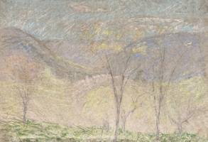 Carolyn Campbell Mase (1858-1948) Mountain Landscape Pastel on paper mounted on board 11 x 15 ¾ (paper) / 15 x 19 ¼ (board) Signed lower left Carolyn Campbell Mase Mountain Landscape
