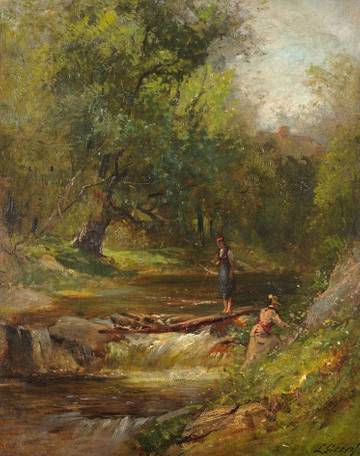 Samuel Lancaster Gerry Ladies Hiking in the White Mountains Unframed