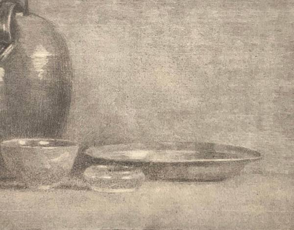 Mary L. Haines (1866-1951)
Still-life, Southampton, 1909
Charcoal on paper
12 x 18 inches
Signed and inscribed with location, verso Mary L. Haines Still-Life, Southampton, 1909