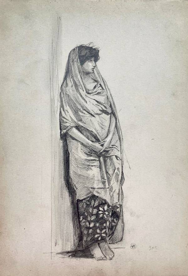 Mary Cummings Browne (1861-1939)
Woman Standing, c. 1870-1880
Pencil on paper 10 x 7 inches
Monogrammed lower right Mary Cummings Browne Woman Standing unframed