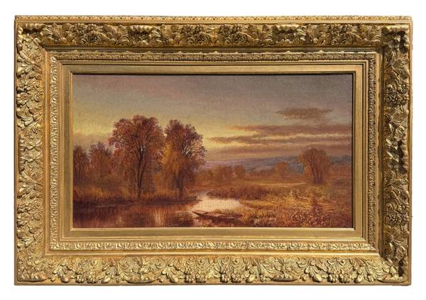 Mary Josephine Walters Autumn River with Punt in the Reeds