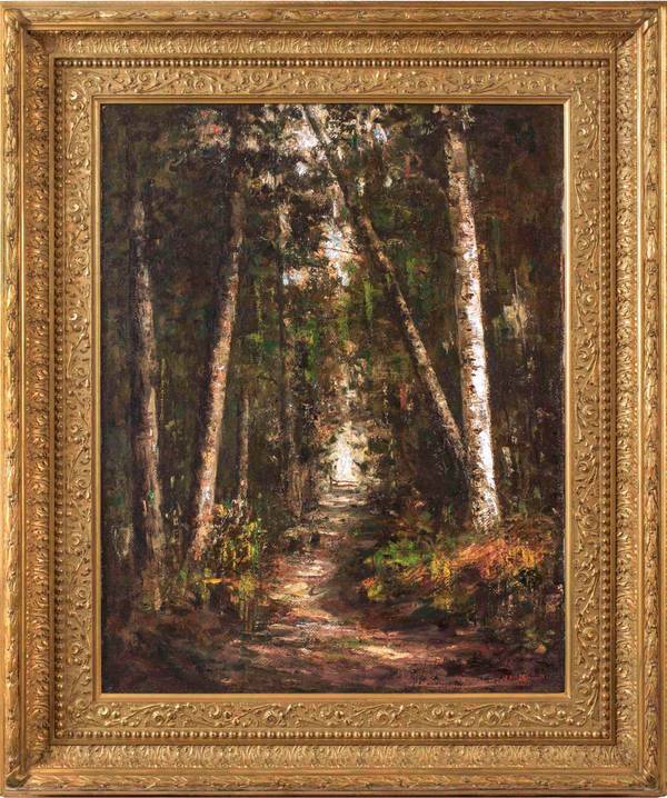 HELEN MARY KNOWLTON (1832-1918)
Forest Path
Oil on canvas
28 ½ x 22 ½ inches
Signed lower right Helen Mary Knowlton Forest Path Framed