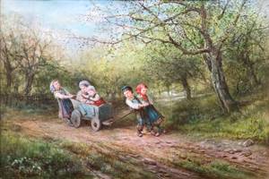 James Crawford Thom (1835 - 1898)
Children Playing, 1876
Watercolor on paper
14 x 21 inches
Signed and dated 1876, lower right James Crawford Thom Children Playing Unframed