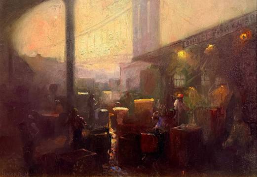 William H. Harnden Fulton Fish Market with Brooklyn Bridge