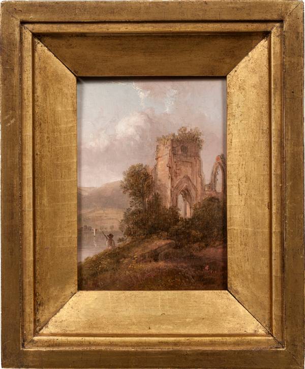 THOMAS DOUGHTY (1793-1856)
Shap Monastery, ca. 1845-6
Oil on panel
7 x 5 ½ in
Initialed lower left, signed and inscribed with title on verso DOUGHTY_Shap_Framed.jpg
