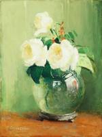 Anna S. Fisher White Roses in a Vase 