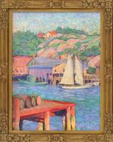 Grace Cochrane Sanger (1885-1966)
Harbor and Hillside
Oil on canvas
12 x 9 inches
Signed verso
Grace Cochrane Sanger Harbor and Hillside