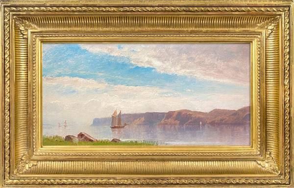 Samuel Colman (1832–1920)
Palisades on the Hudson
Oil on card
5½ x 10½ inches Samuel Colman Palisades on the Hudson