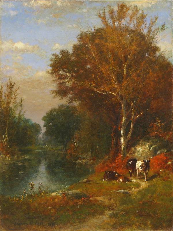 James McDougal Hart (1828-1901)
Fall Landscape
Oil on canvas
16 x 12 inches
Signed and dated 1881 lower left James McDougal Hart Fall Landscape unframed