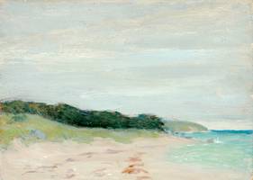 CLARK GREENWOOD VOORHEES (1871-1933), Beach View, Oil on board, 4 3/8 x 6 inches, Estate stamp verso Clark Greenwood Voorhees Beach View