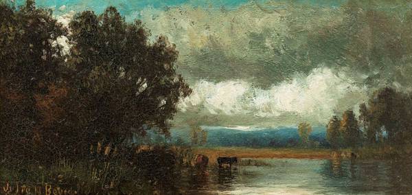 JULIE HART BEERS (1835-1913)
After the Storm
Oil on panel
3 ¾ x 7 ¼ inches
Signed lower left Julie Hart Beers After the Storm Unframed