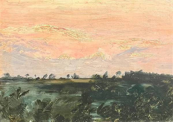 Zoe Worthington Fiske (1864-1942) Sunset Study 2 Oil on canvas 9 1/2 x 13 inches Signed verso Zoe Worthington Fiske Sunset Study 2