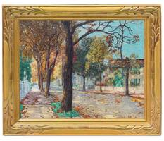 Felicie Waldo Howell (1897-1968) High Street Newburyport, Mass.,1921 Oil on Canvas 25 x 30 inches Signed and dated at lower right Felicie Waldo Howell High Street Newburyport, Mass.,1921