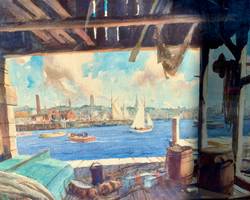 Gordon Hope Grant (1875-1962)
The Back Harbor, Gloucester
Watercolor on paper
21 ½ x 27 ½ inches
Signed lower left Gordon Hope Grant The Back Harbor, Gloucester unframed