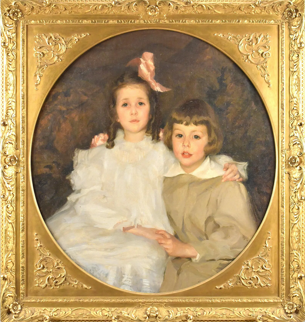 Lydia Emmet Field (1866–1952) Portrait of Elizabeth and Herbert Turner Oil on canvas 37 x 34 ½ inches Signed lower left Lydia Emmet Field Portrait of Elizabeth and Herbert Turner