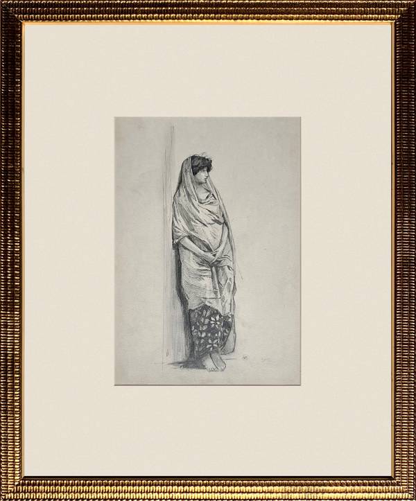 Mary Cummings Browne (1861-1939) Woman Standing, c. 1870-1880 Pencil on paper 10 x 7 inches Monogrammed lower right Mary Cummings Browne Woman Standing