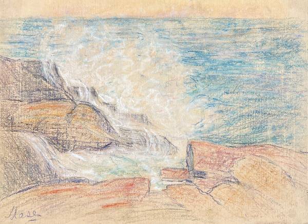 Carolyn Campbell Mase Rocky Coast with Breaking Waves