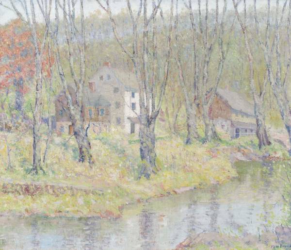 Thomas Linn Brown (1859-1916)
Houses by the River
Oil on canvas
24 x 28 inches
Signed lower right
Thomas Linn Brown Houses by the River Unframed