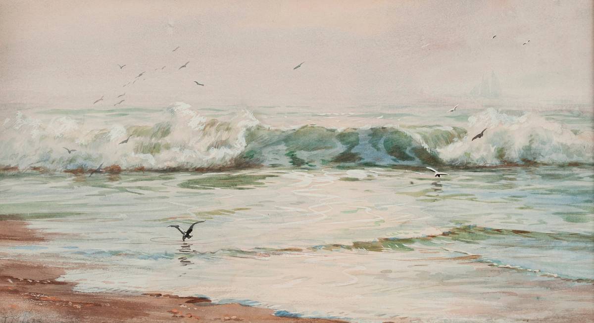 Addison Thomas Millar (1860—1913)
Seascape
Gouache and watercolor on paper
12 x 22 inches
Signed lower left
Addison T. Millar Seascape unframed