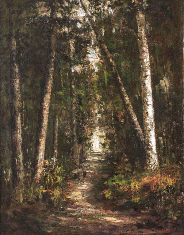 HELEN MARY KNOWLTON (1832-1918)
Forest Path
Oil on canvas
28 ½ x 22 ½ inches
Signed lower right Helen Mary Knowlton Forest Path Unframed