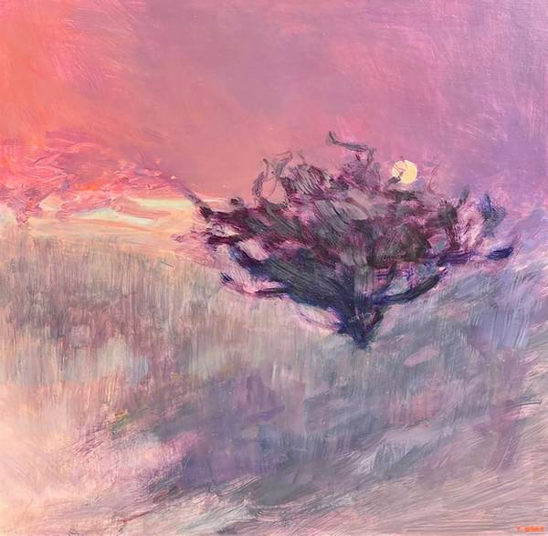 Virginia Webb (1921-2012) Moonlit Dunes Oil on panel 24 x 24 inches Signed lower right Virginia Webb Moonlit Dunes