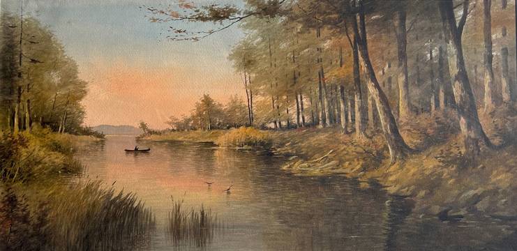 Henry Farrer Canoeing at Sunset