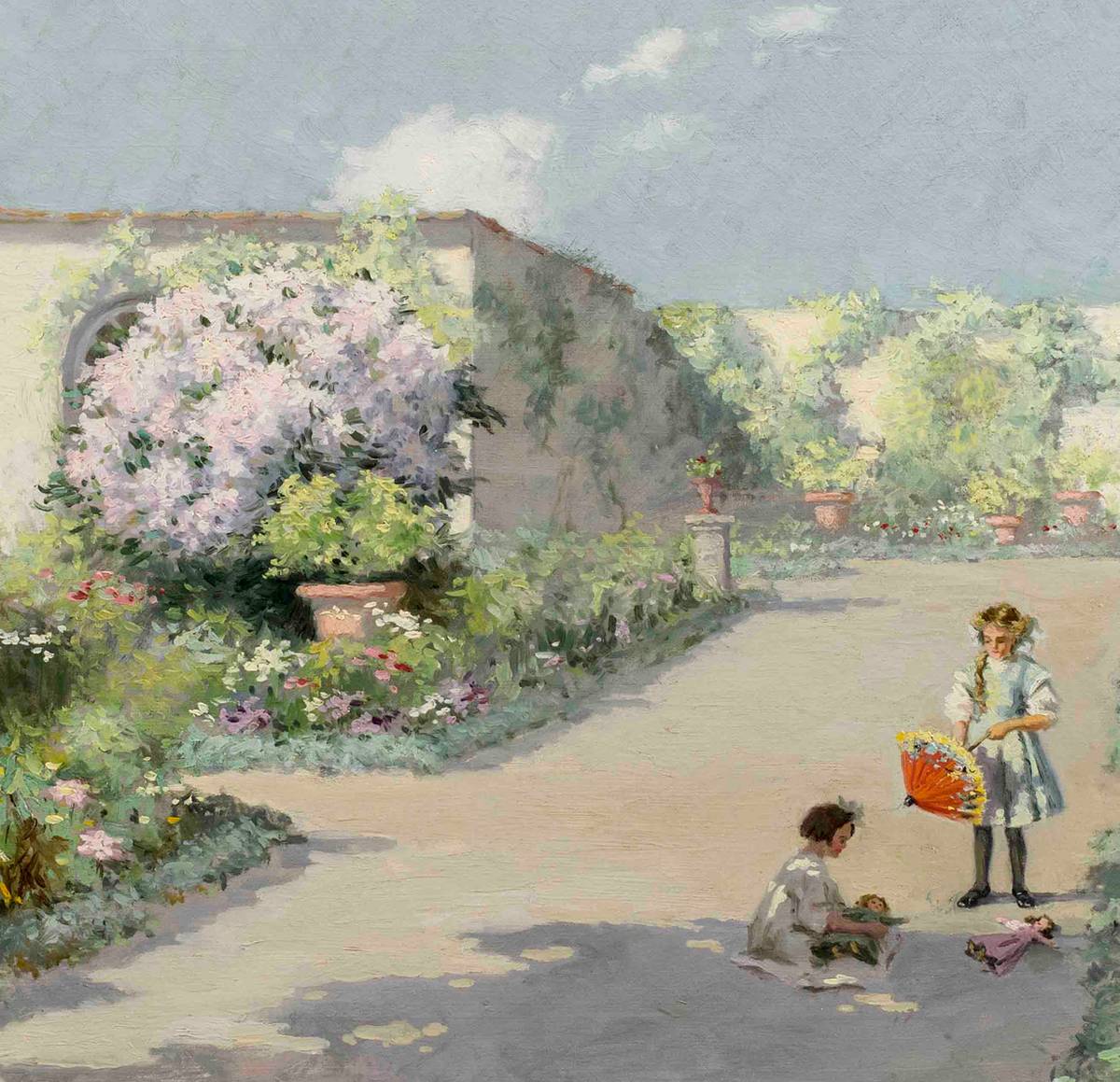 Mary Lane McMillan (1883-1976) An Italian Garden, 1910
Oil on canvas
16 x 20 inches
Signed lower right Mary Lane McMillan An Italian Garden
