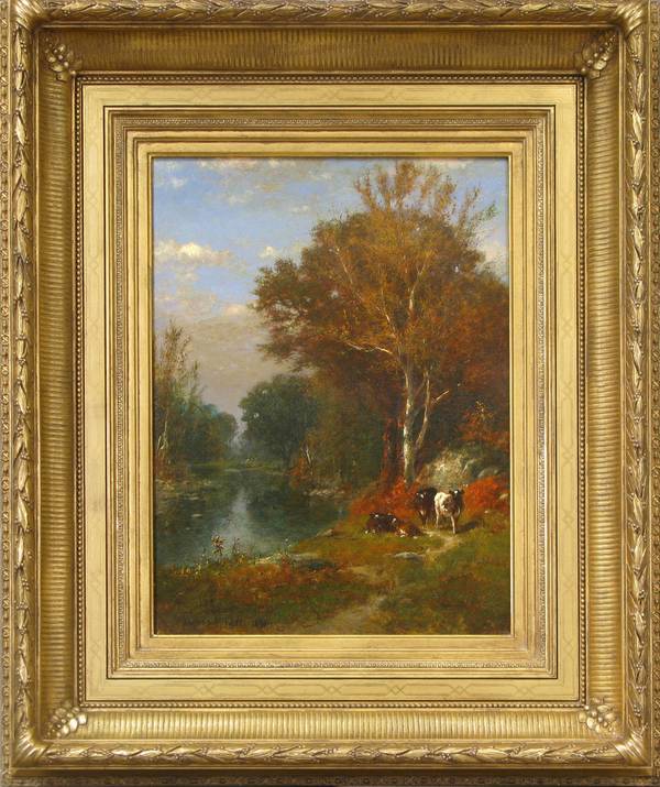 James McDougal Hart (1828-1901)
Fall Landscape
Oil on canvas
16 x 12 inches
Signed and dated 1881 lower left James McDougal Hart Fall Landscape