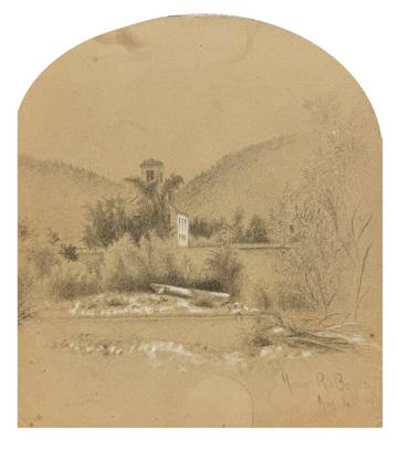 Marion “Minnie” Robertson Beers Brush 
Landscape with House
