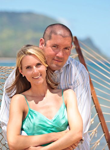 Portrait of a cute couple: Princeville, Hanalei, Kauai, Hawaii