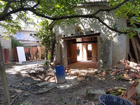 Création d'une ouverture - Projet de rénovation frugale bâtiment ancien Labége - chantier en cours 2024 - 2025