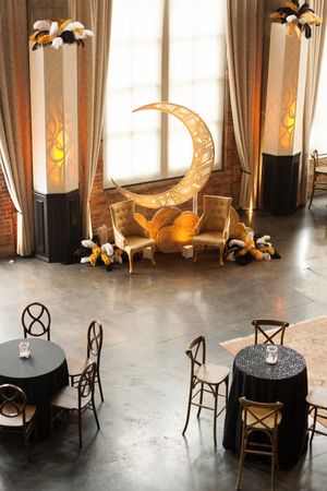 Gatsby, Roaring 1920's party theme with gold, black, and feathers Gatsby, Roaring 1920's party theme with gold, black, and feathers
