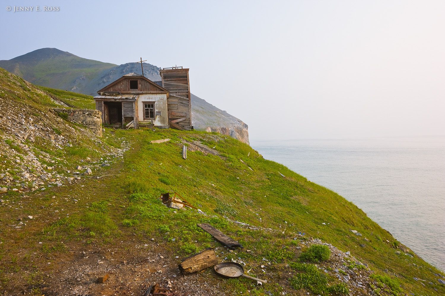 Abandoned Buildings, Cape Dezhnev, Bering Sea, Russia.