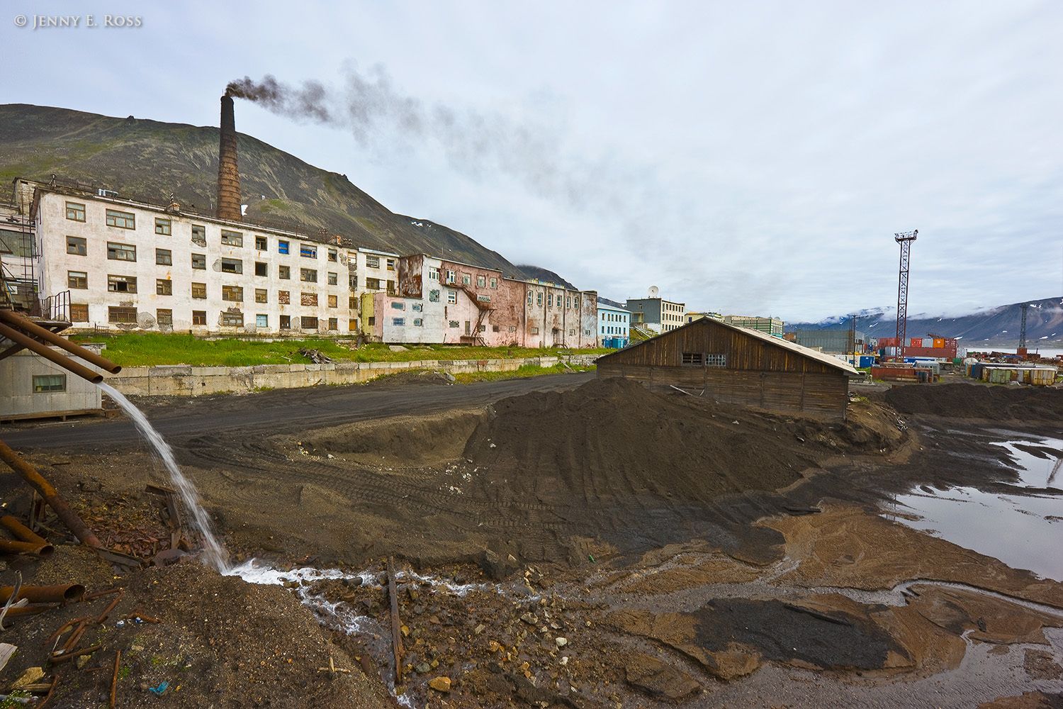 Coal-fired power and coal ash in Provideniya, Chukotka, Russia.