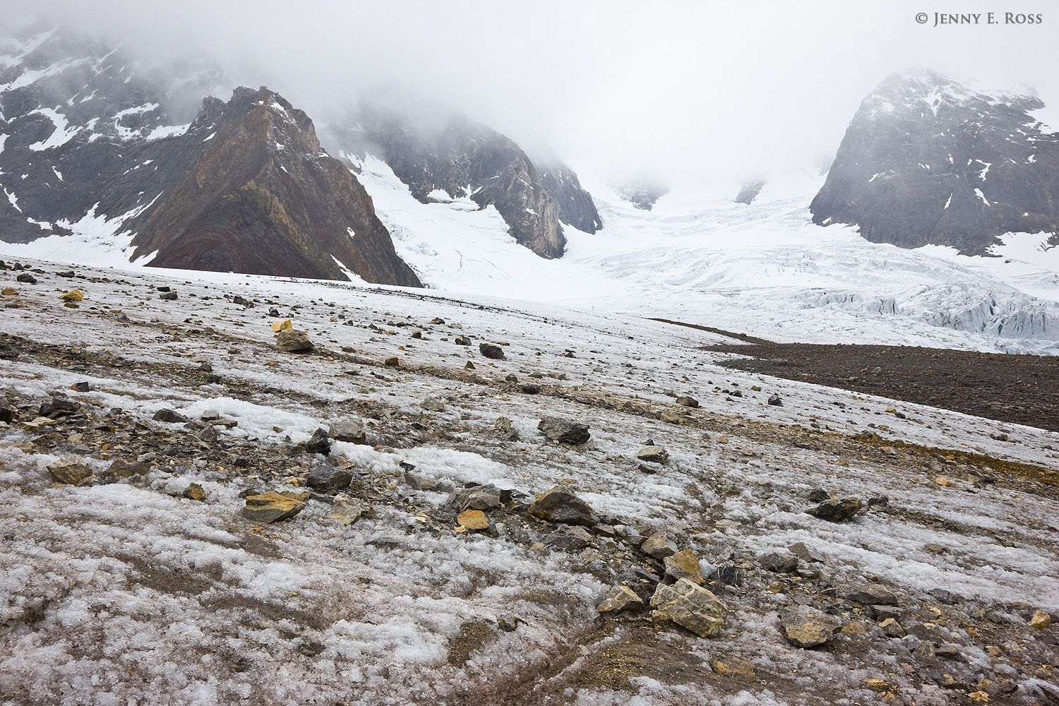 A receding section of the Samarinbreen glacier in Samarinvagen on Spitsbergen in the Svalbard Archipelago, Norway.