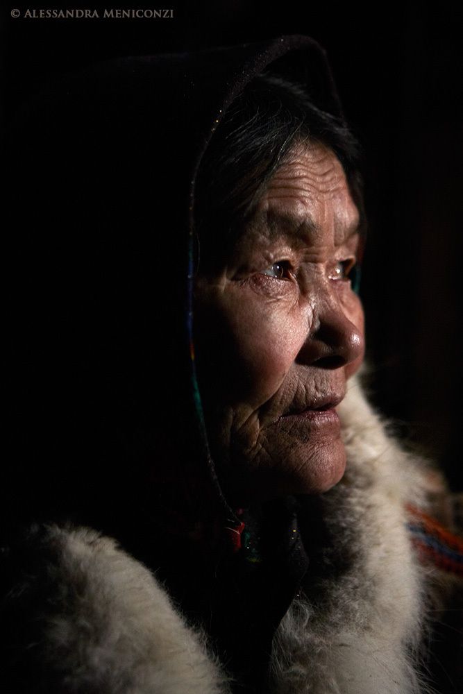 Yamal Peninsula, Siberia, Russian Federation. Portrait of a Nenet woman.
