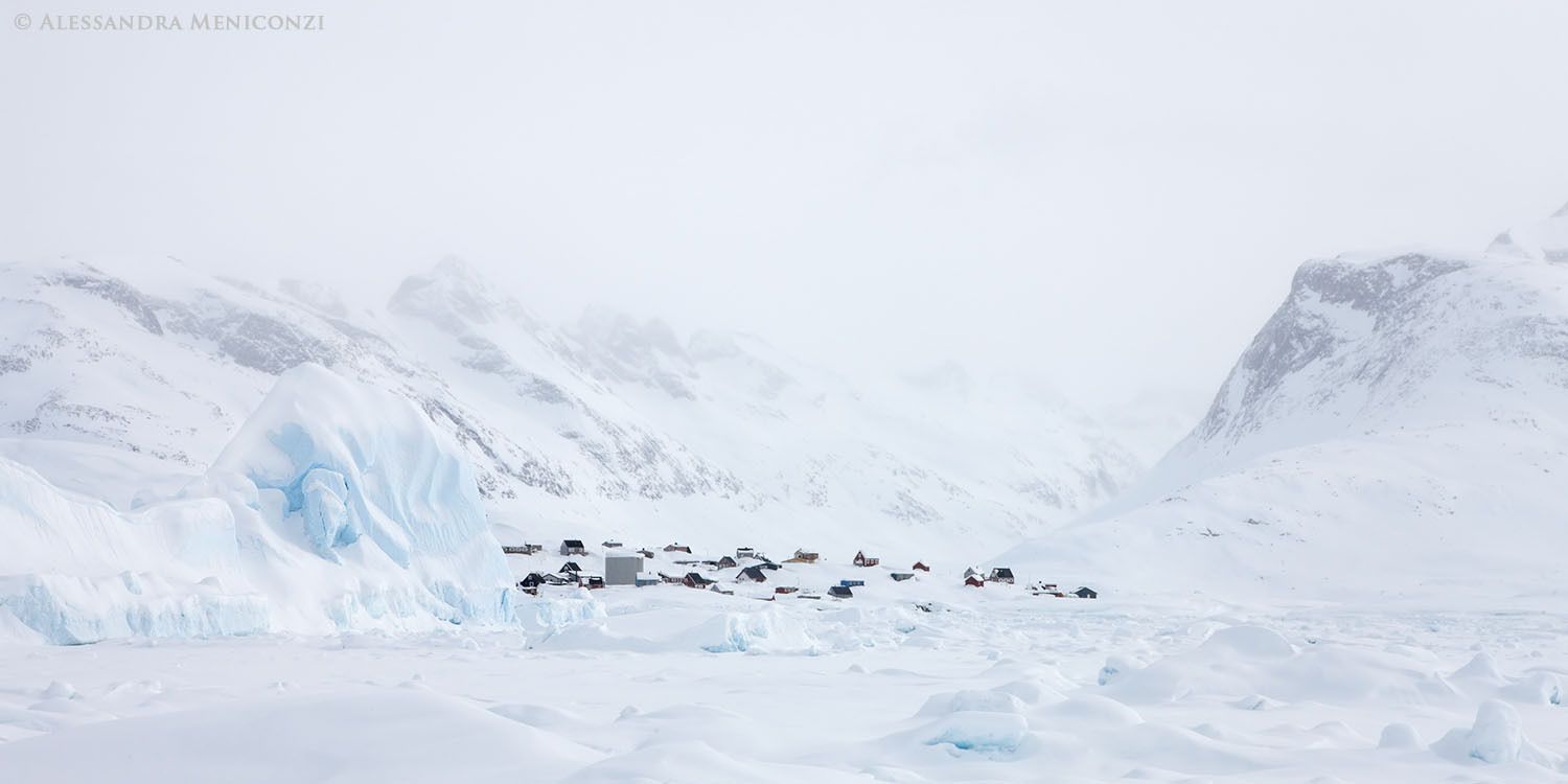 The small settlement of Tiniteqilaaq at the edge of Sermilik Fjord in southeast Greenland.