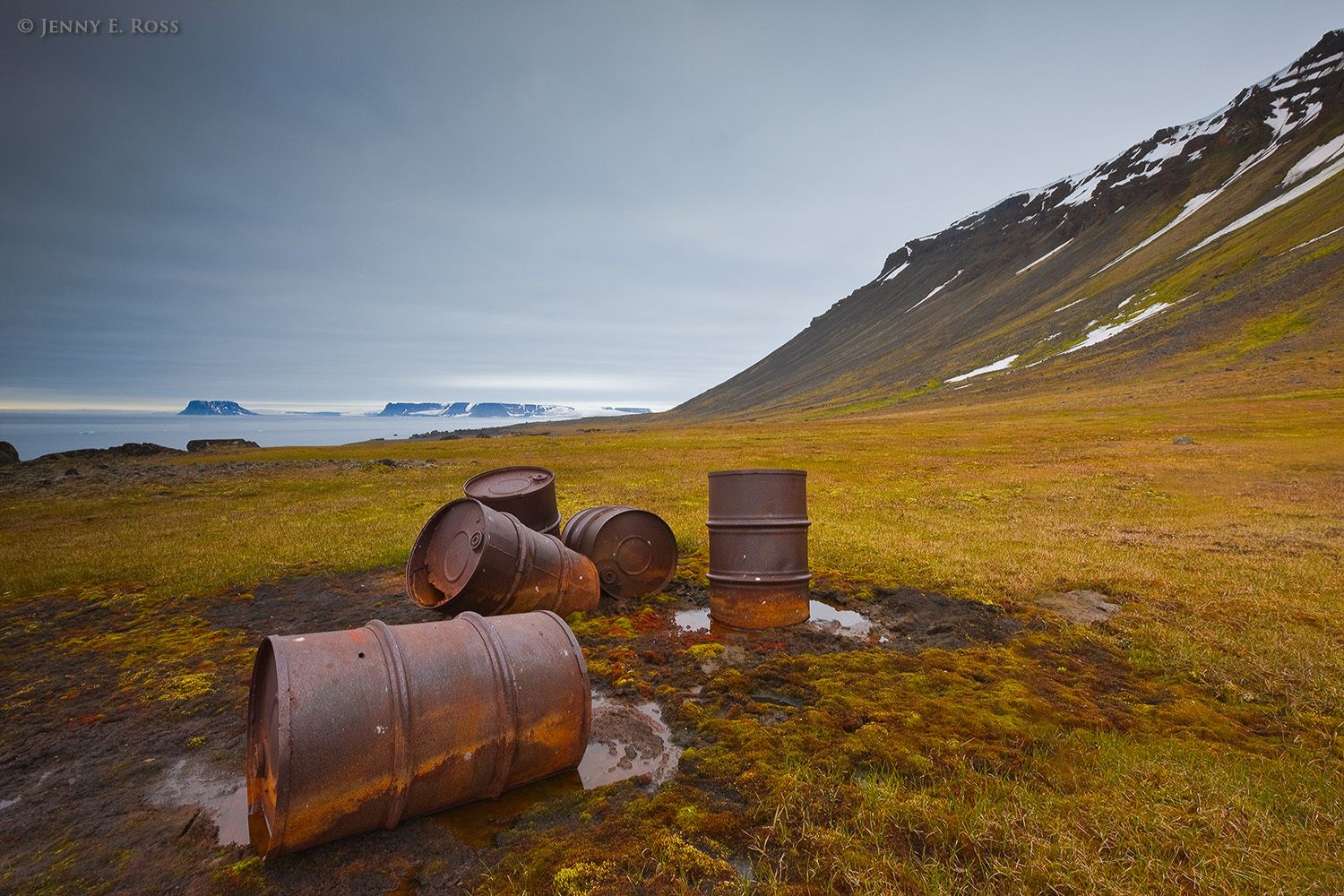 Abandoned oil drums, Cape Flora, Northbrook Island, Franz Josef Land, Russia.