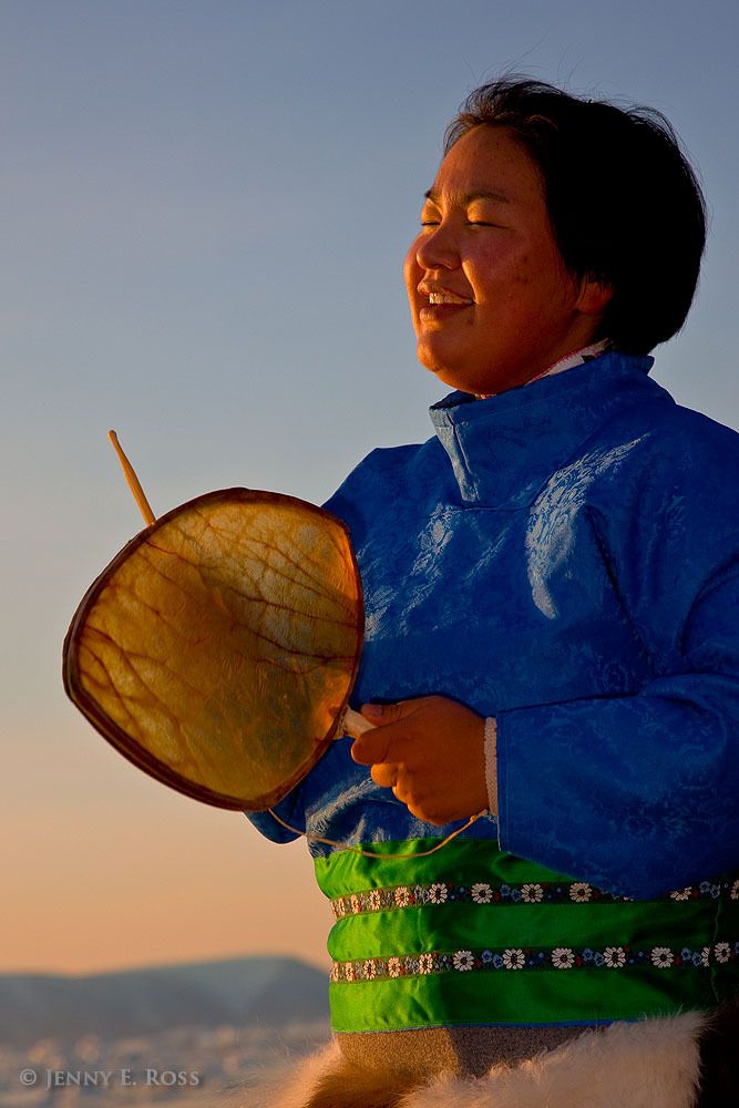Traditional Inuit drum dance, Baffin Bay, Northwest Greenland.